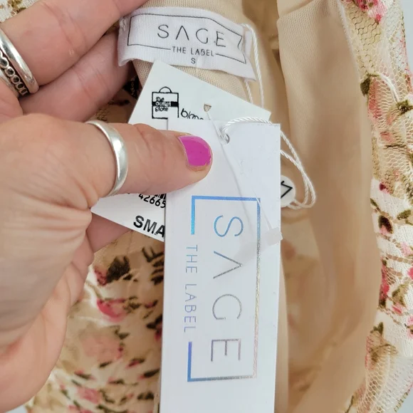 SAGE THE LABEL Four Letters Floral Lace Midi Dress Cream - Picture 16 of 16
